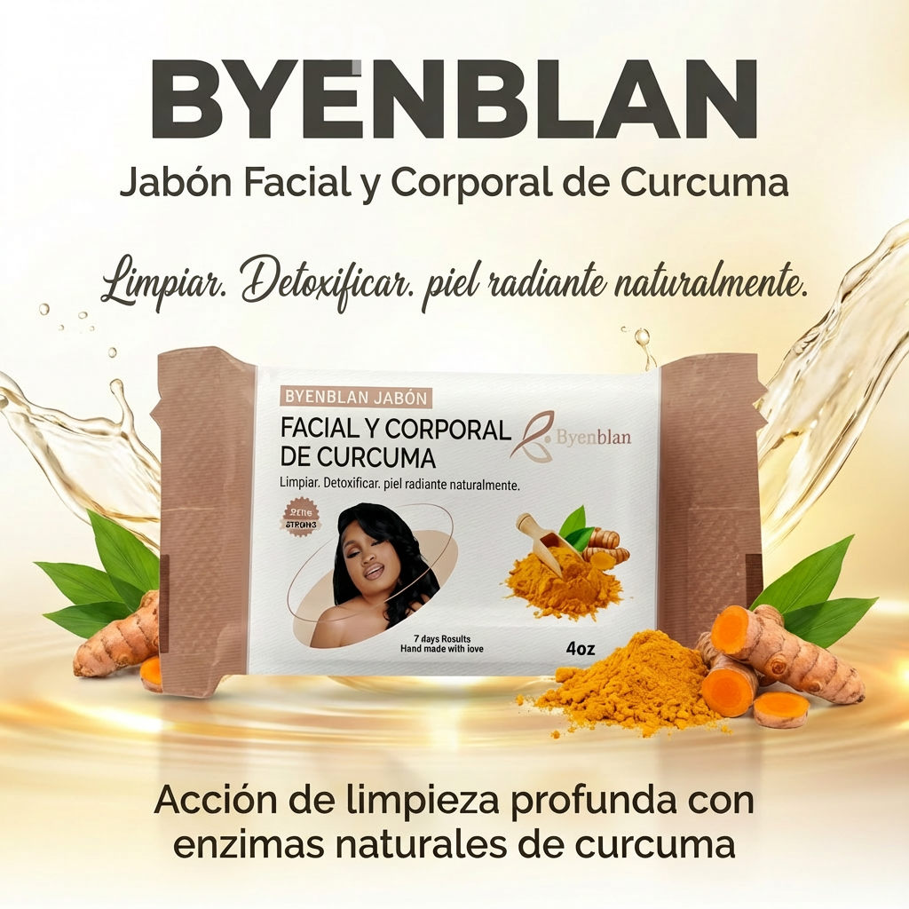 Jabón facial y corporal de cúrcuma BYENBLAN