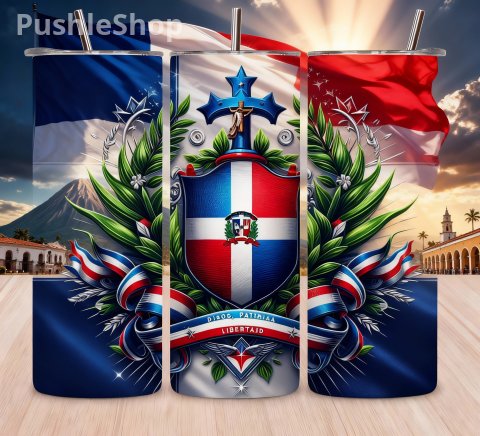 Dominican Republic Flag Tumbler 20 OZ. 3