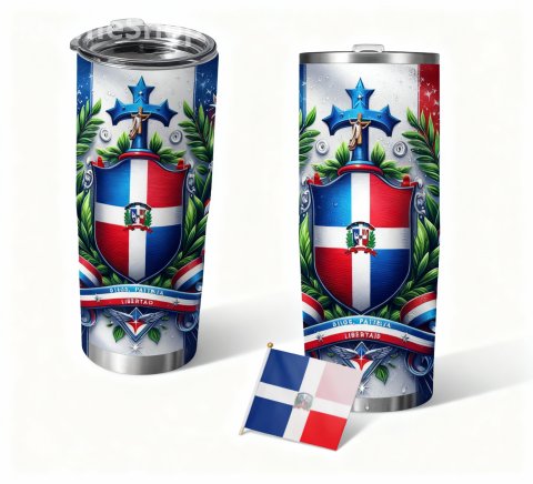 Dominican Republic Flag Tumbler 20 OZ.