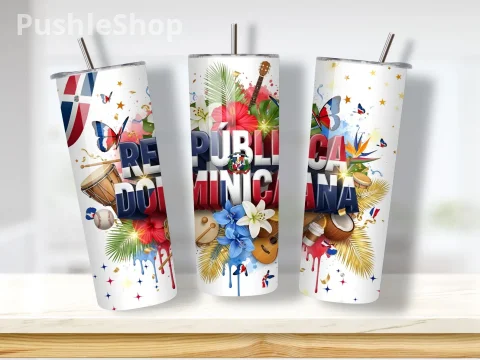 Dominican Republic Flag 20oz Tumbler Portable