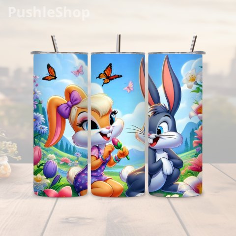 90's Cartoon Tumbler: 20 oz Bugs Bunny & Lola Bunny