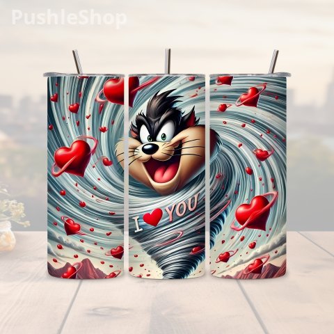 90's Cartoon Tumbler: 20 oz I LOVE YOU