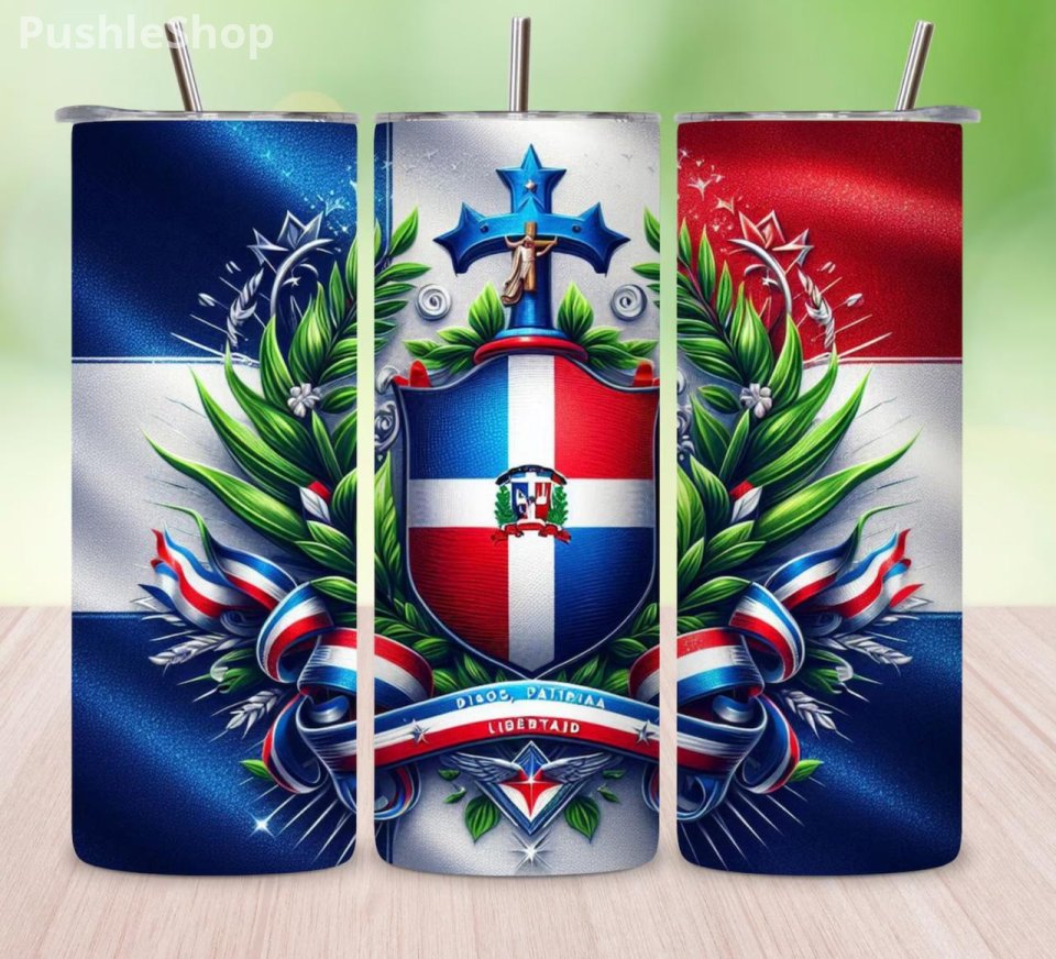 Dominican Republic Flag Tumbler 20 OZ.