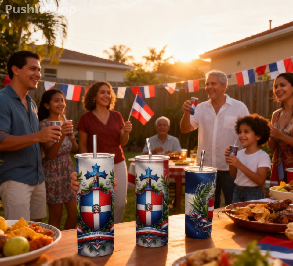 Dominican Republic Flag Tumbler 20 OZ.