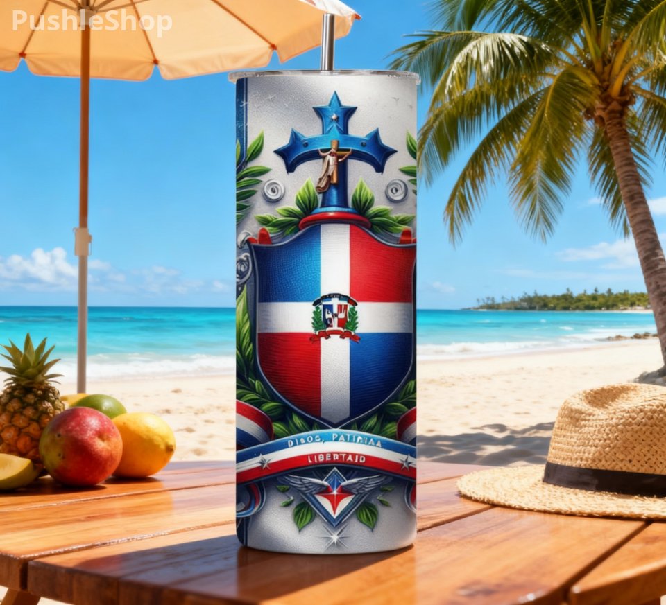Dominican Republic Flag Tumbler 20 OZ.