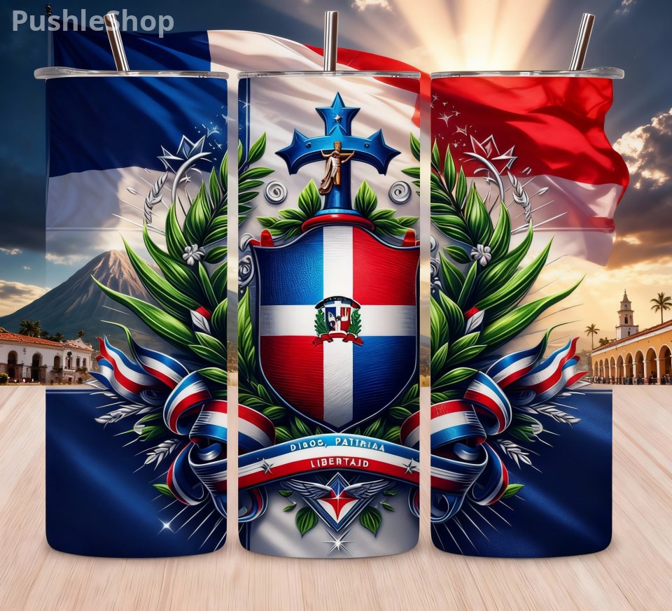 Dominican Republic Flag Tumbler 20 OZ.