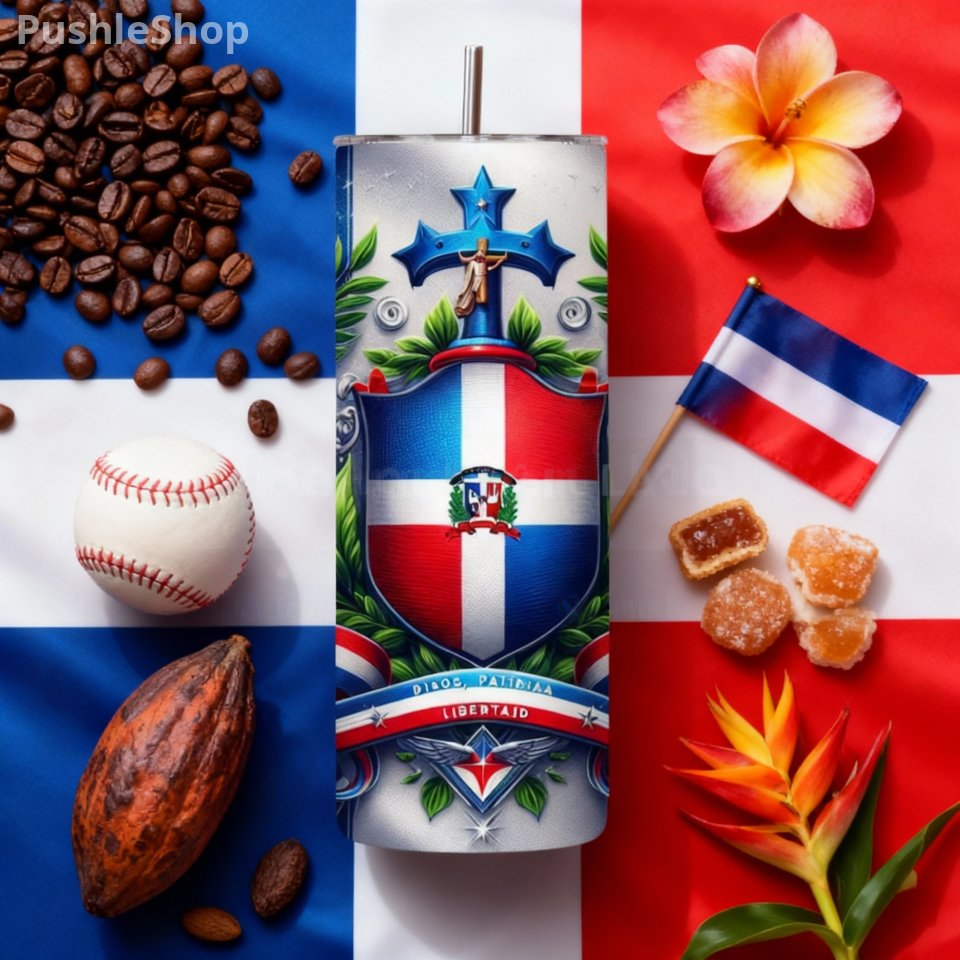 Dominican Republic Flag Tumbler 20 OZ.