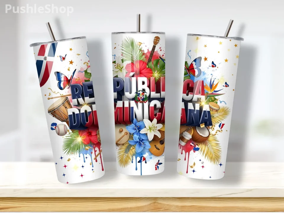 Dominican Republic Flag 20oz Tumbler Portable