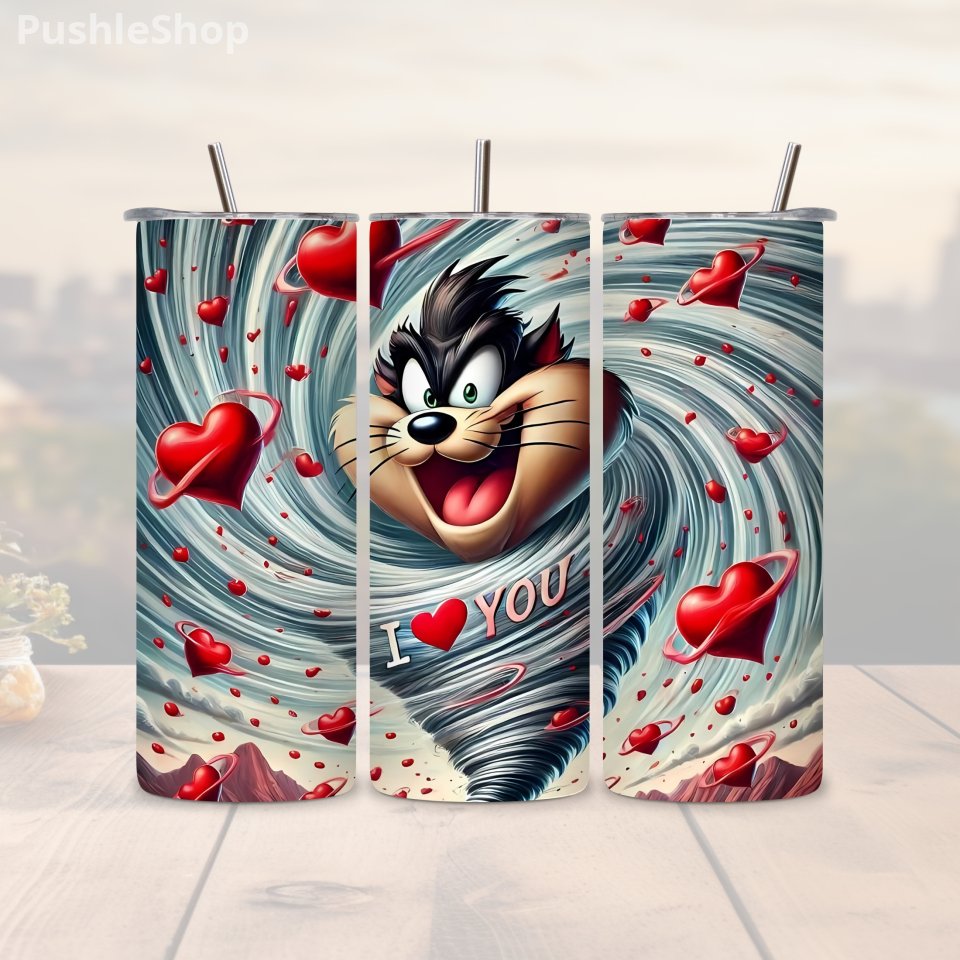 90's Cartoon Tumbler: 20 oz I LOVE YOU