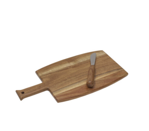 Towle Rectangular Acacia Wood Cheese Board and Spreader