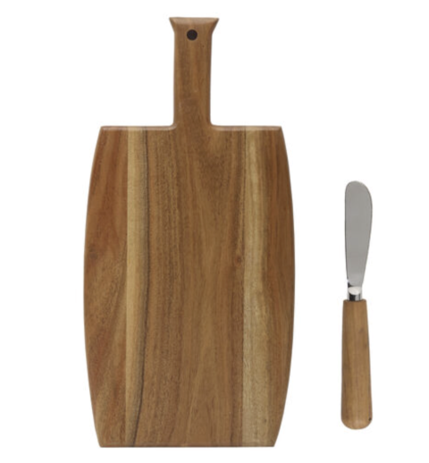 Towle Rectangular Acacia Wood Cheese Board and Spreader