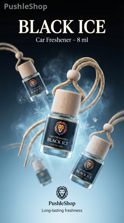 Black Ice Car Freshener 8 ml - Long Lasting Freshness for Your Vehicle (5 Units)