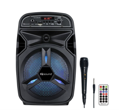 IQ-5108DJBT Portable Bluetooth Speaker with True Wireless Stereo & LED Light Show, Black