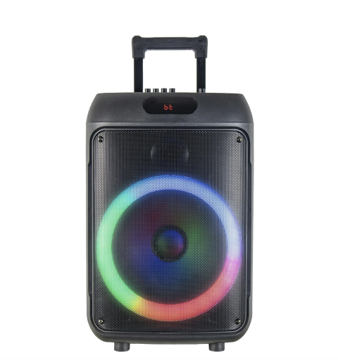 IQ Sound IQ-6412DJBT 2 X 12-inch Portable Bluetooth Speaker, TWS, FM Radio, LED Lights, USB/Micro SD, Built-in Wheels, R