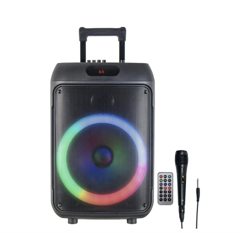 IQ Sound IQ-6412DJBT 2 X 12-inch Portable Bluetooth Speaker, TWS, FM Radio, LED Lights, USB/Micro SD, Built-in Wheels, R