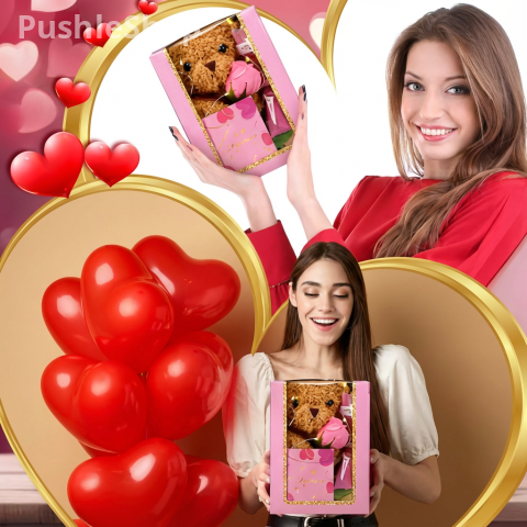Valentine's Day Gift Set Include Stuffed Animal Bear with Rose Card and Box with Window 8.67″ for Girlfriend Mother Women Birthday Anniversary Wedding 3