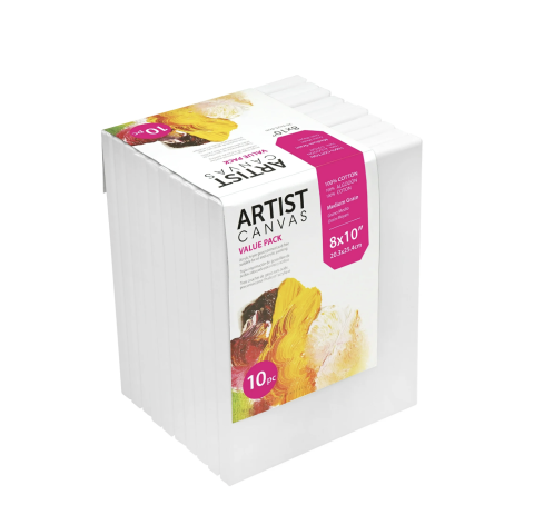 Studio Stretched Canvas, 8"X10", 10 Pack, 100% Cotton Acid Free, White, Academic Canvas, For All Skill Levels 4