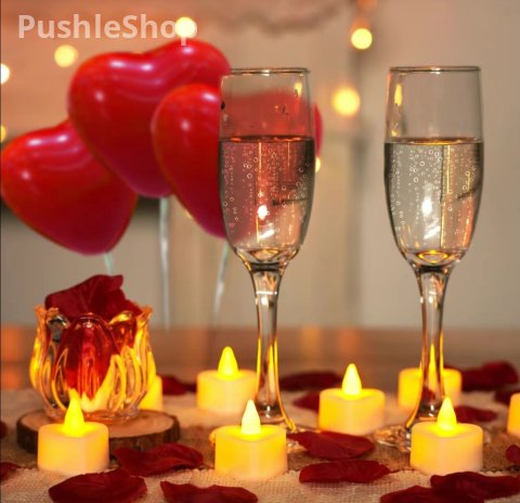 Romantic Night For Her Set, 1000Pcs Artificial Rose Petals | 30Pcs Burgundy Heart Balloon | 24Pcs Battery Candles, Heart Tea Lights Candles for Romantic Night, Valentine, Wedding, Anniversary Table Decorations halloween decor Bathroom 4