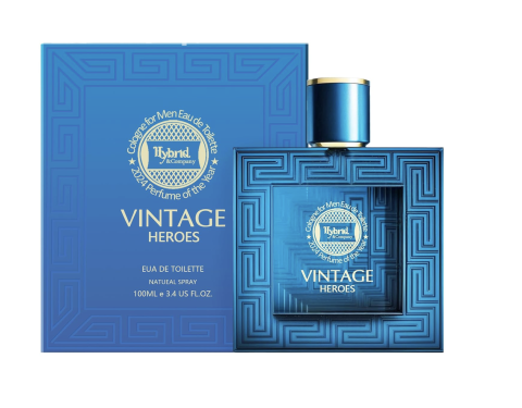 Hybrid & Company Vintage Heroes Parfum for Men Mint Geranium Vanilla Cologne, Long Lasting Concentrated Luxury fragrance, 3.4 Fl Oz/100 Ml