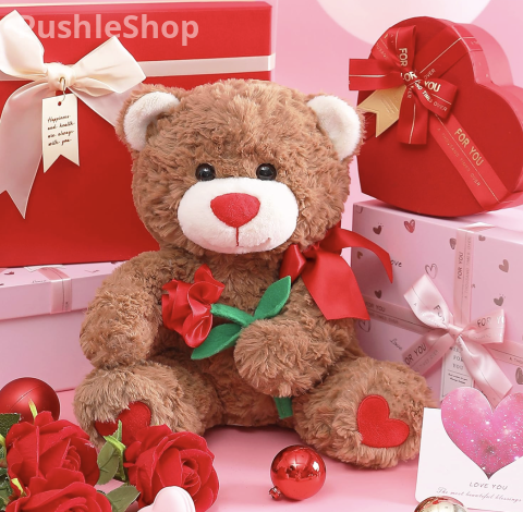 IKASA Bear Stuffed Animal Love Plush Toy with Bow for Valentine,Cute 10.6" Soft Plushie Small Toy,Gifts for Girlfriend 6