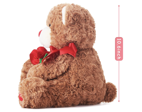 IKASA Bear Stuffed Animal Love Plush Toy with Bow for Valentine,Cute 10.6" Soft Plushie Small Toy,Gifts for Girlfriend 5