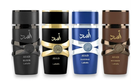 Lattafa Asad Perfume Collection, Eau De Parfum, 100 ML, 4 Variants (Asad Elixir, Asad Original, Asad Zanzibar, Asad Bourbon), Black Pepper Citrus Vanilla Notes, Men