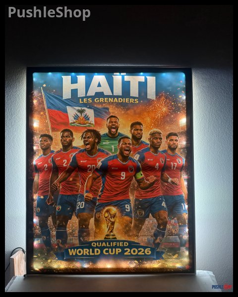 HAÏTI LES GRENADIERS World Cup 2026 Backlit Wall Art 24 X 30- Qualified Edition Soccer Team Poster. A Nation That Shines 7
