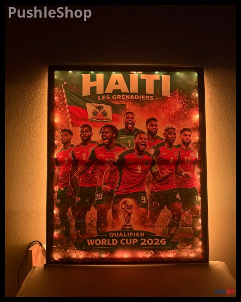 HAÏTI LES GRENADIERS World Cup 2026 Backlit Wall Art 24 X 30- Qualified Edition Soccer Team Poster. A Nation That Shines 6