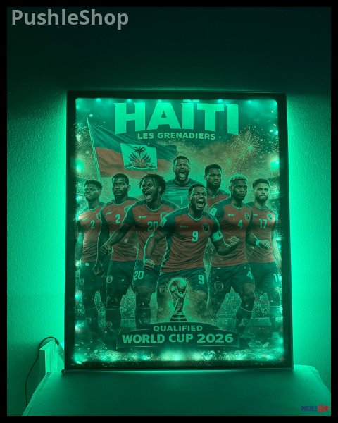 HAÏTI LES GRENADIERS World Cup 2026 Backlit Wall Art 24 X 30- Qualified Edition Soccer Team Poster. A Nation That Shines 5