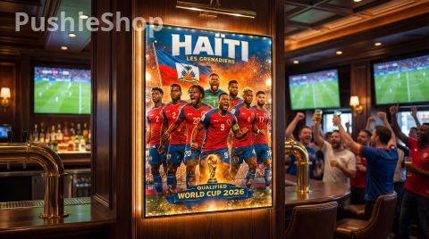 HAÏTI LES GRENADIERS World Cup 2026 Backlit Wall Art 24 X 30- Qualified Edition Soccer Team Poster. A Nation That Shines 3