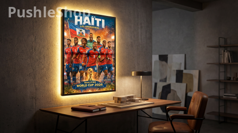 HAÏTI LES GRENADIERS World Cup 2026 Backlit Wall Art 24 X 30- Qualified Edition Soccer Team Poster. A Nation That Shines