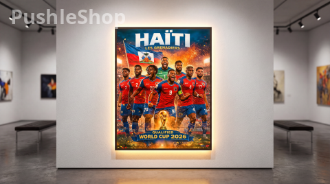 HAÏTI LES GRENADIERS World Cup 2026 Backlit Wall Art 24 X 30- Qualified Edition Soccer Team Poster. A Nation That Shines