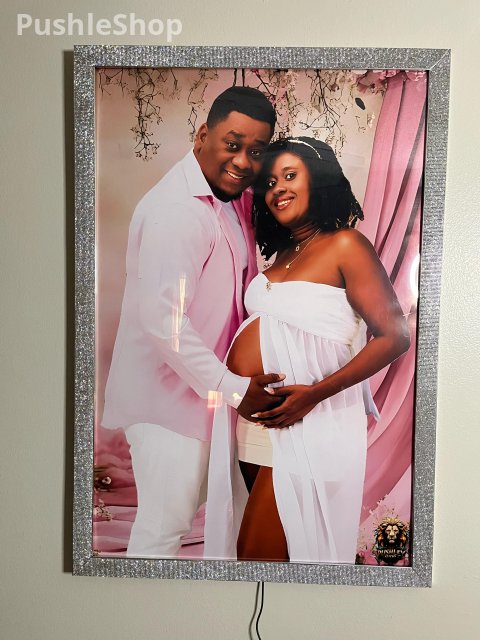 Custom Printed Portrait. With silver mirror and rhinestones with LED light on the back. 24'' X 36'' Decor Ornaments Artistic Wall Photo Room Decoration Wall Wall