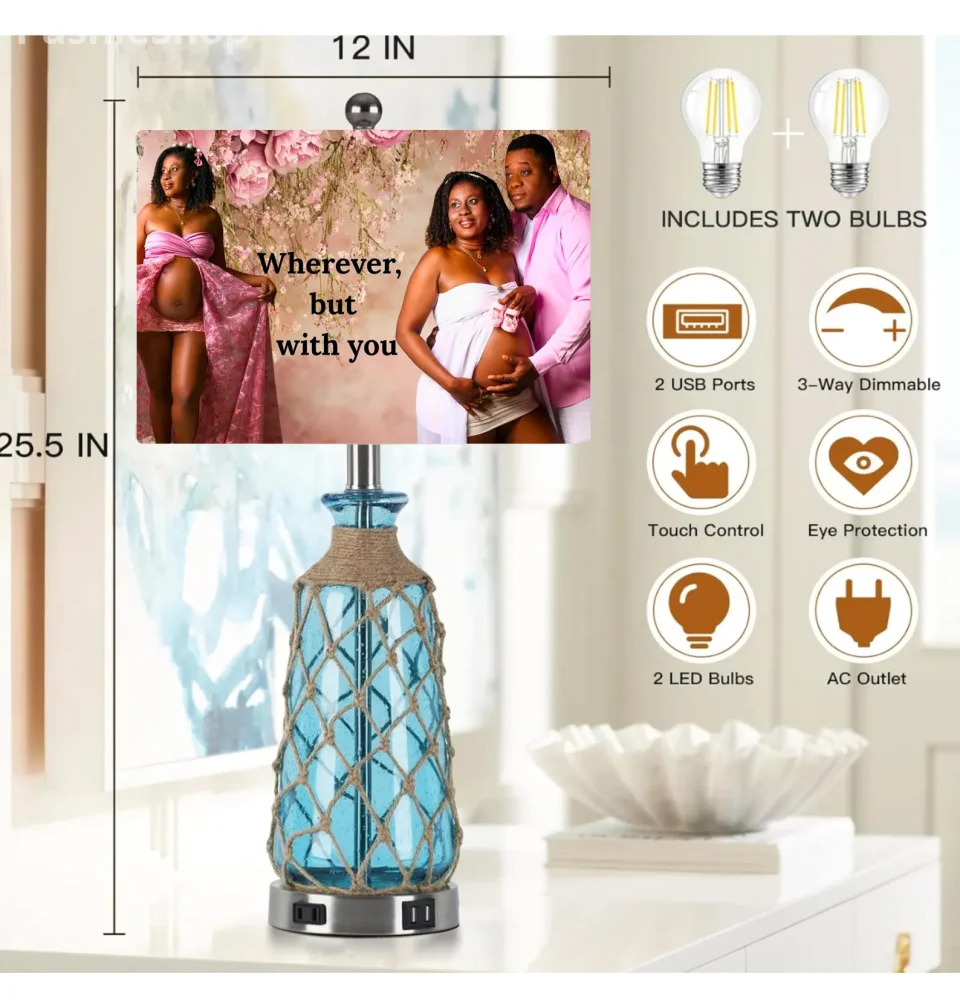 Custom Photo Lamp: Personalized Keepsake with Love Message (2 Lamps)