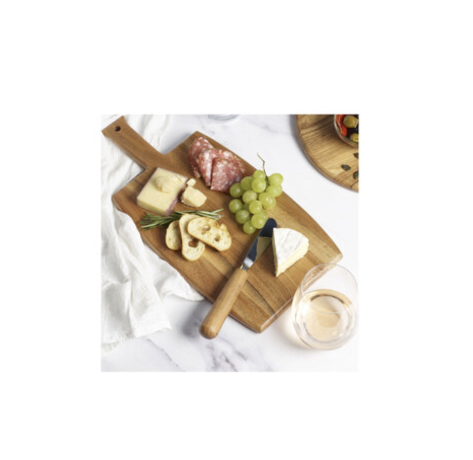 Towle Rectangular Acacia Wood Cheese Board and Spreader