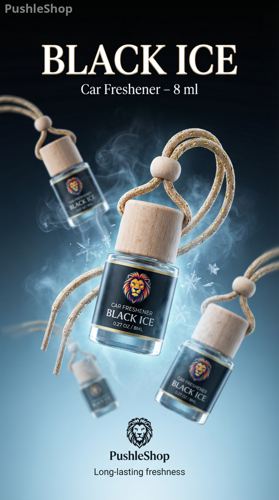 Black Ice Car Freshener 8 ml - Long Lasting Freshness for Your Vehicle (5 Units)