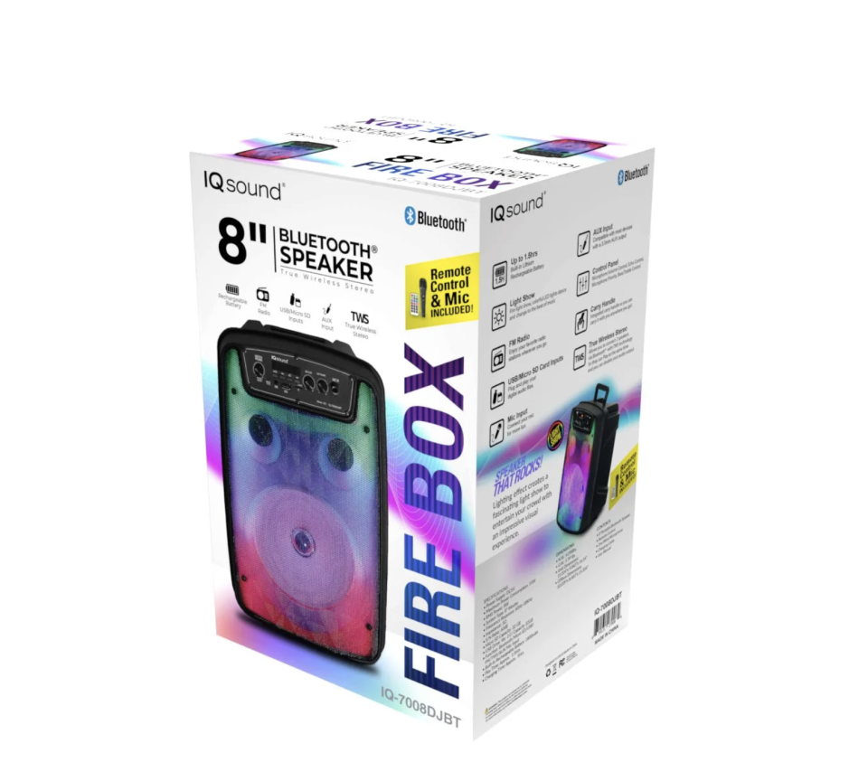 Bluetooth Portable Speaker, Black, IQ-7008DJBT