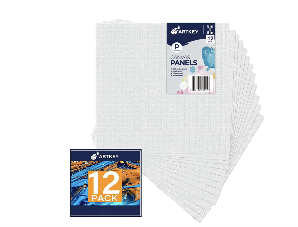 Artkey Canvas Panels 5x5 inch 12-Pack, Acid-Free 100% Cotton for Painting for Adult