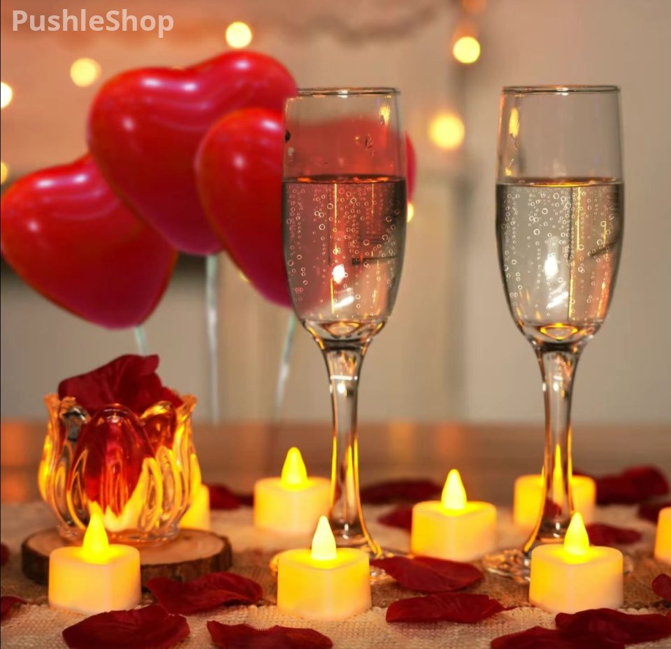 Romantic Night For Her Set, 1000Pcs Artificial Rose Petals | 30Pcs Burgundy Heart Balloon | 24Pcs Battery Candles, Heart Tea Lights Candles for Romantic Night, Valentine, Wedding, Anniversary Table Decorations halloween decor Bathroom