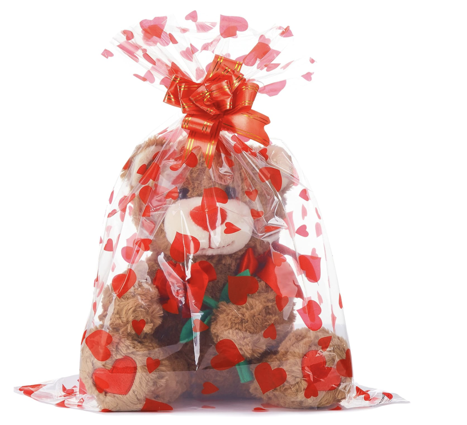 IKASA Bear Stuffed Animal Love Plush Toy with Bow for Valentine,Cute 10.6" Soft Plushie Small Toy,Gifts for Girlfriend