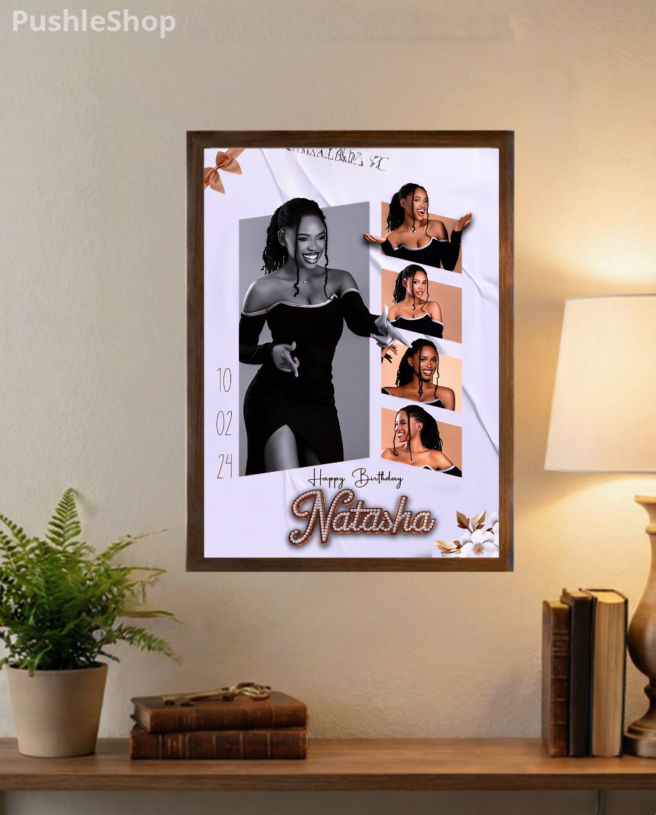 Custom Printed Portrait. With silver mirror and rhinestones with LED light on the back. 24'' X 36'' Decor Ornaments Artistic Wall Photo Room Decoration Wall Wall