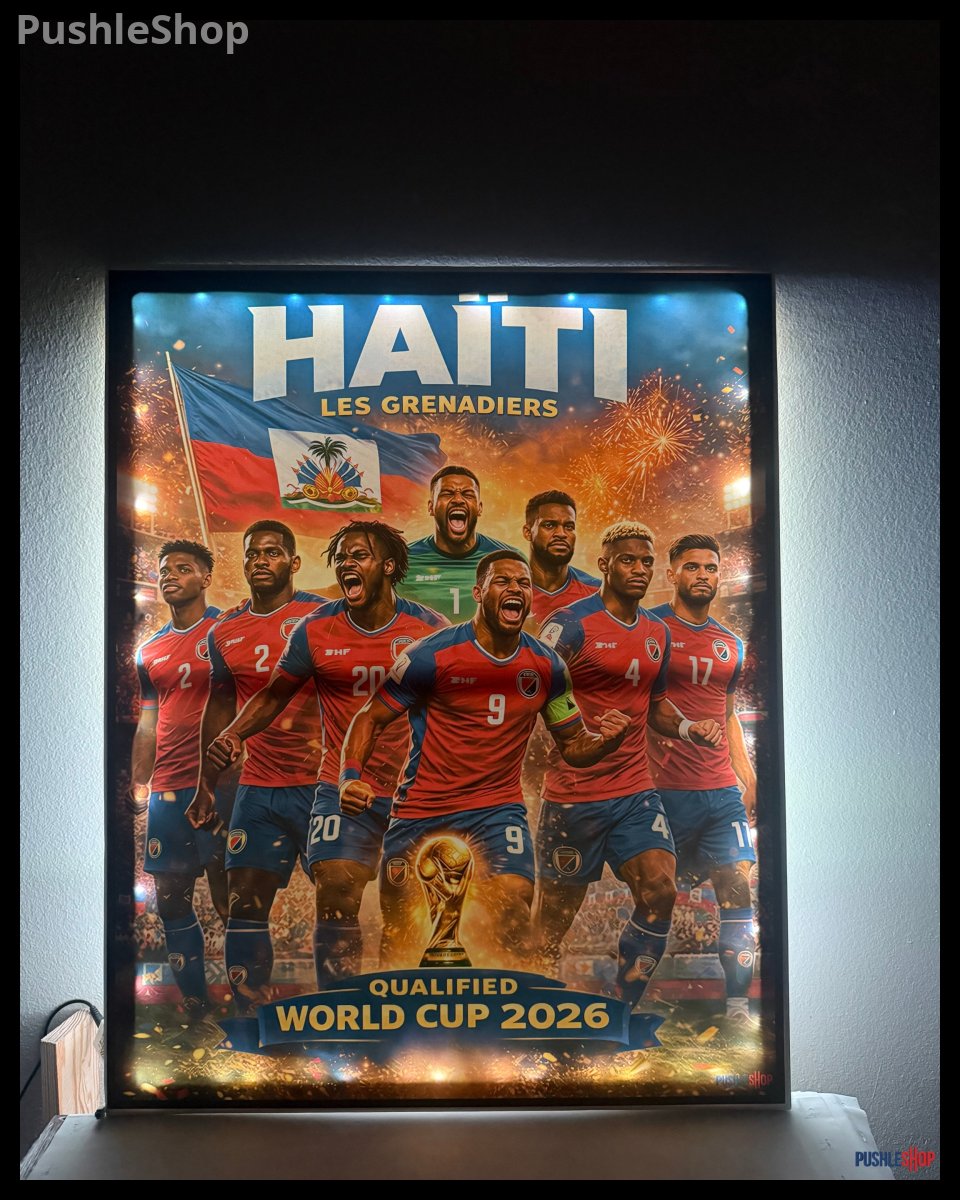 HAÏTI LES GRENADIERS World Cup 2026 Backlit Wall Art 24 X 30- Qualified Edition Soccer Team Poster. A Nation That Shines
