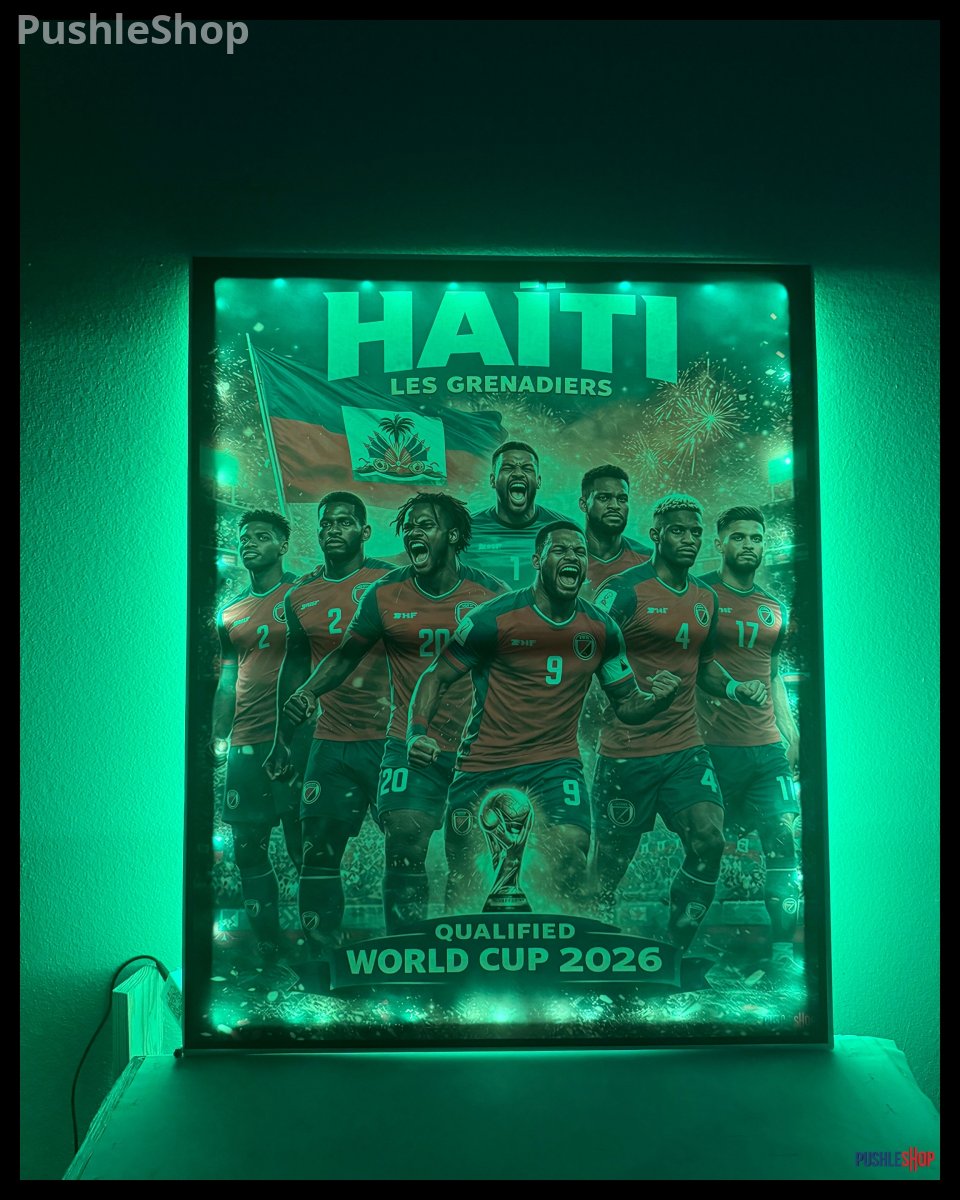 HAÏTI LES GRENADIERS World Cup 2026 Backlit Wall Art 24 X 30- Qualified Edition Soccer Team Poster. A Nation That Shines