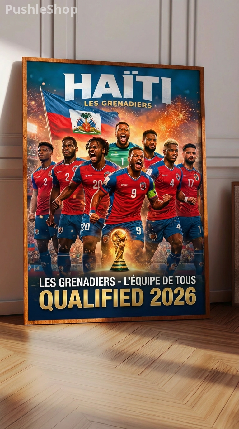 HAÏTI LES GRENADIERS World Cup 2026 Backlit Wall Art 24 X 30- Qualified Edition Soccer Team Poster. A Nation That Shines