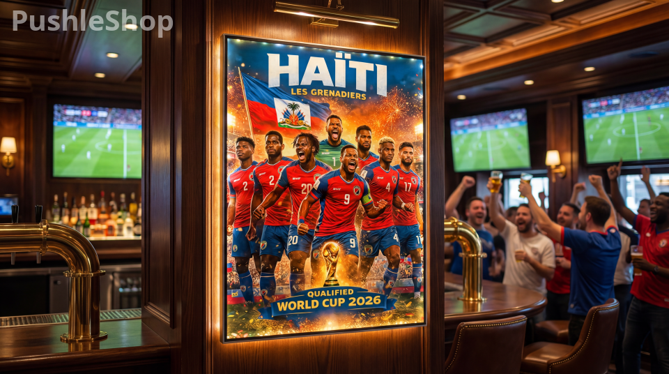 HAÏTI LES GRENADIERS World Cup 2026 Backlit Wall Art 24 X 30- Qualified Edition Soccer Team Poster. A Nation That Shines