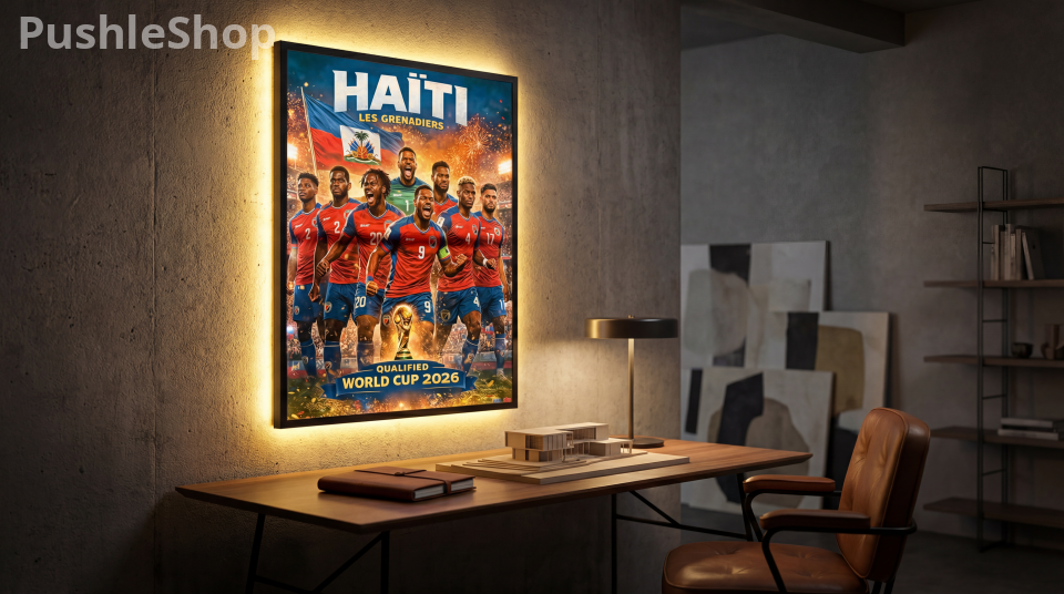 HAÏTI LES GRENADIERS World Cup 2026 Backlit Wall Art 24 X 30- Qualified Edition Soccer Team Poster. A Nation That Shines