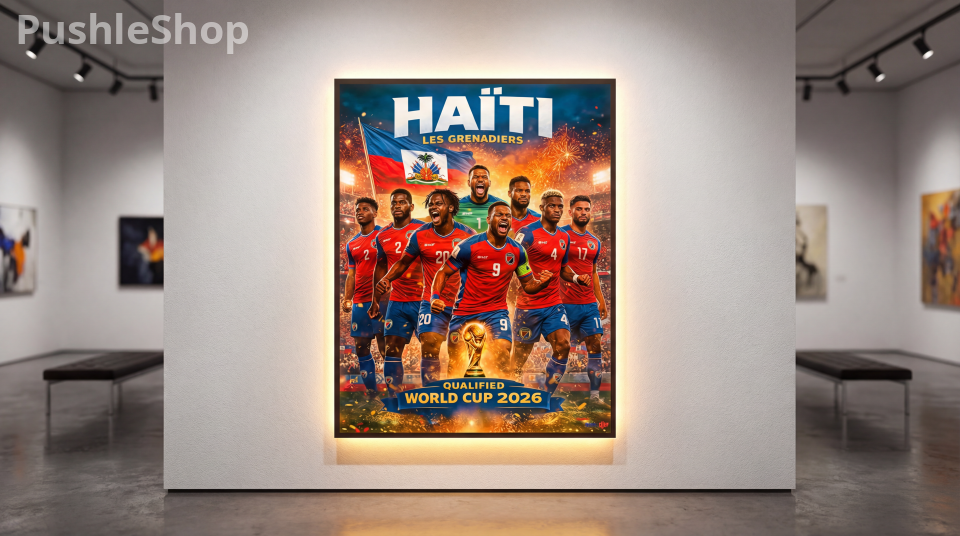 HAÏTI LES GRENADIERS World Cup 2026 Backlit Wall Art 24 X 30- Qualified Edition Soccer Team Poster. A Nation That Shines